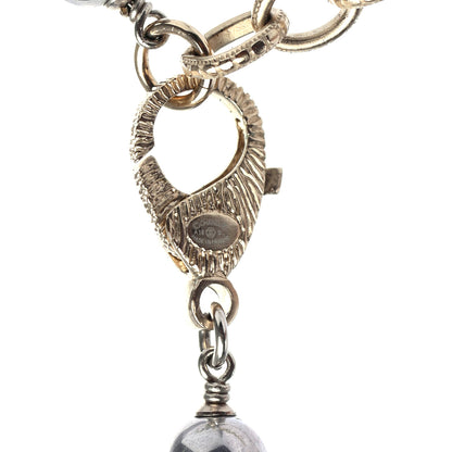 Chanel Pearl Bead Enamel CC Long Necklace Gold Silver 4 of 4