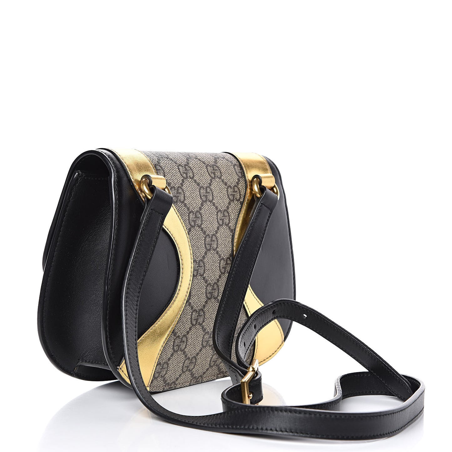 GG Supreme Monogram Small Osiride Shoulder Bag Black Gold