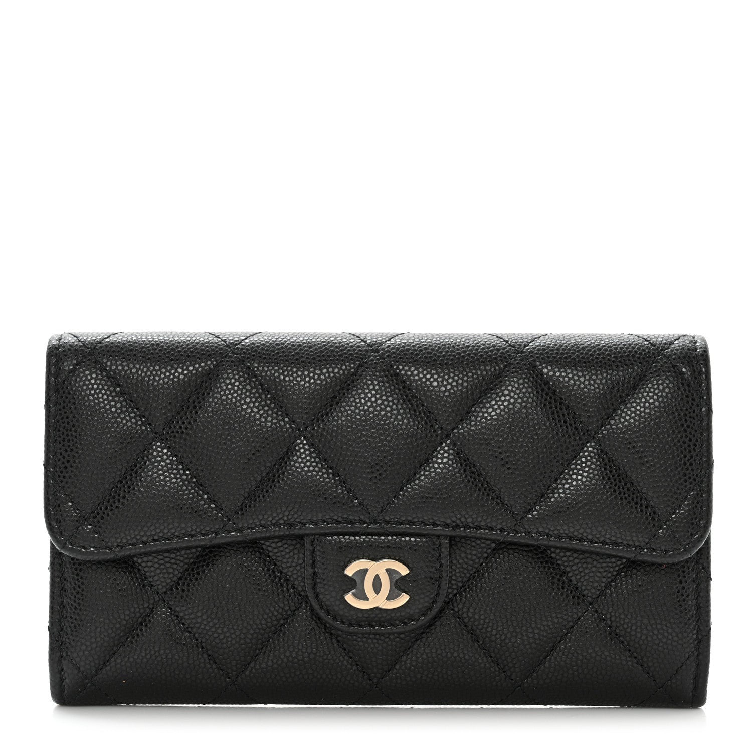 Chanel Caviar Quilted Medium Gusset Flap Wallet Black 1 of 11