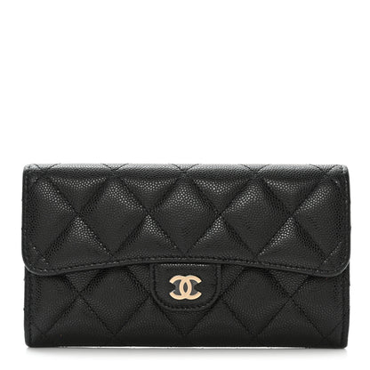 Chanel Caviar Quilted Medium Gusset Flap Wallet Black 1 of 11
