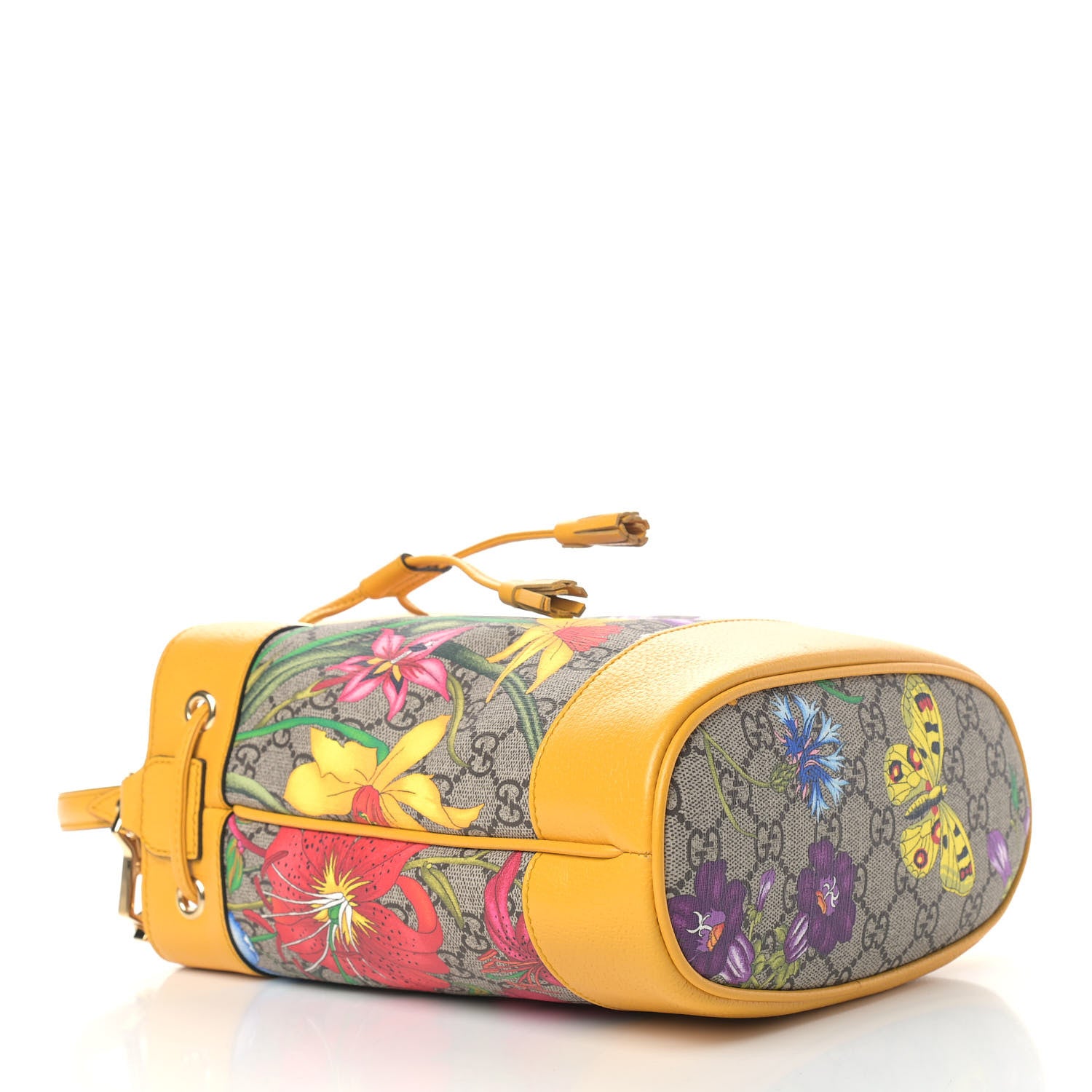 Gucci GG Supreme Monogram Flora Small Ophidia Bucket Bag Beige Multicolor Crop 4 of 9