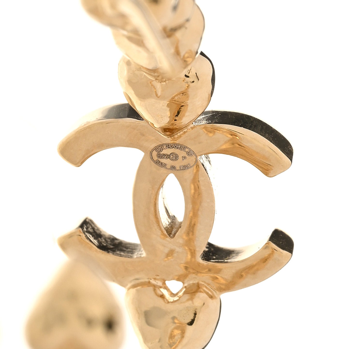 Crystal Heart CC Hoop Earrings Gold