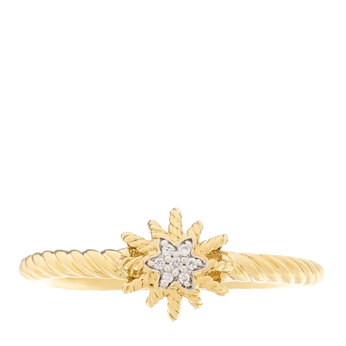 18K Yellow Gold Diamond 2mm Starburst Ring 54 7