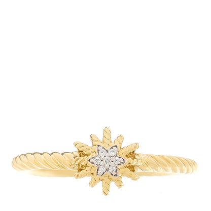 David Yurman 18K Yellow Gold Diamond 2mm Starburst Ring 54 7 1 of 4