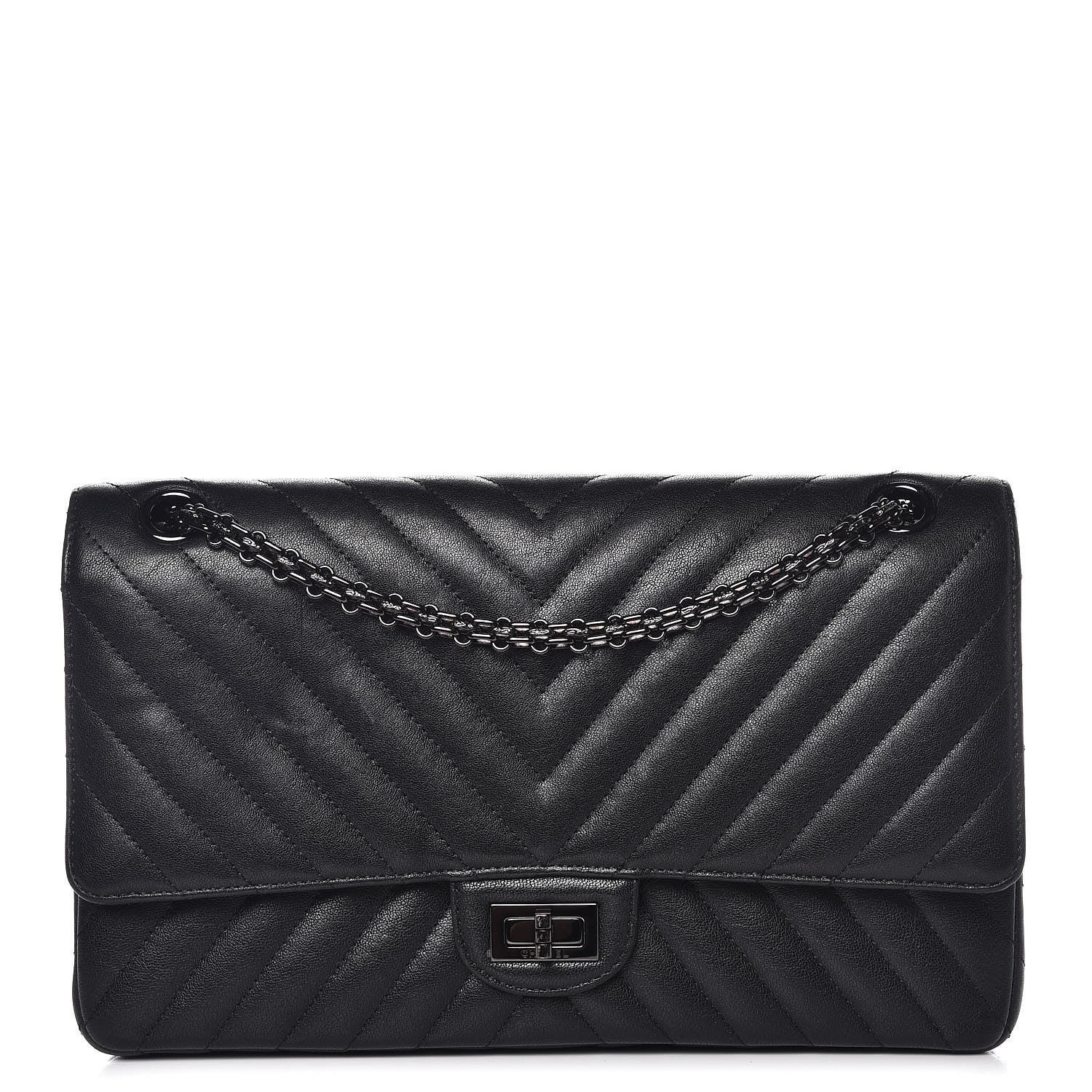 Chanel Sheepskin Chevron Quilted 2.55 Reissue 226 Flap So Black 1 of 20