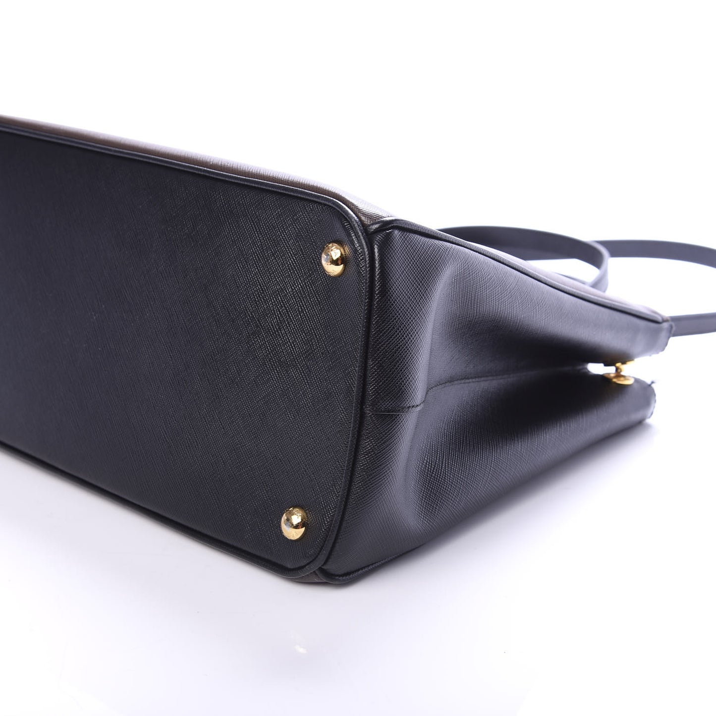 Saffiano Lux Bi-Color Medium Galleria Double Zip Tote Caffe Black