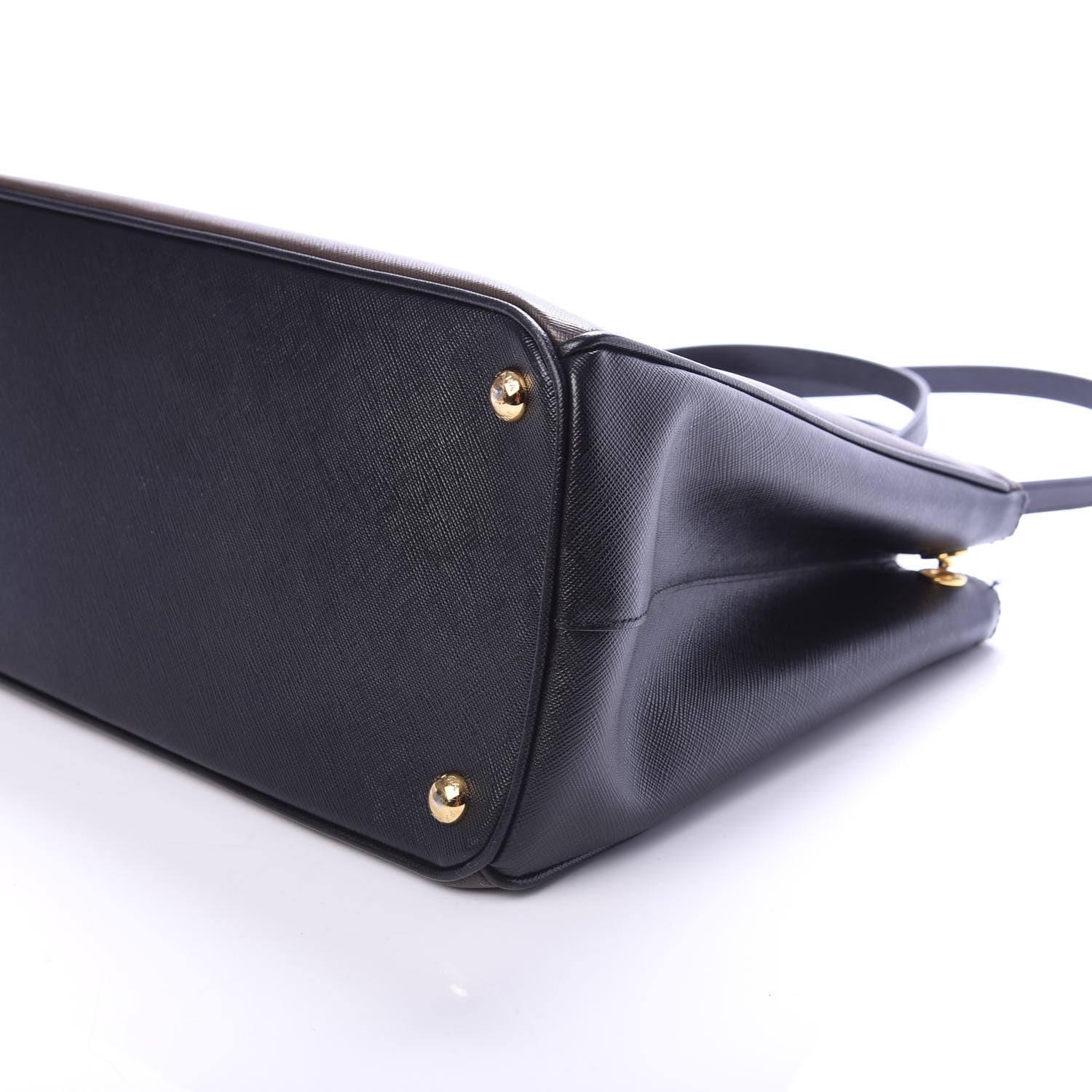 Prada Saffiano Lux Bi-Color Medium Galleria Double Zip Tote Caffe Black 9 of 10