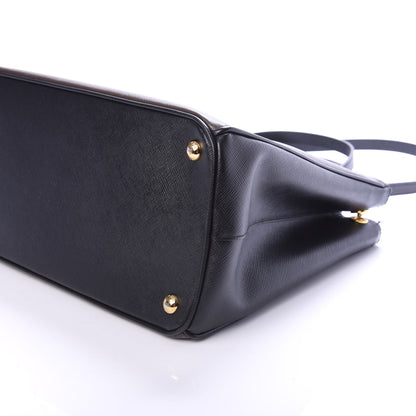 Prada Saffiano Lux Bi-Color Medium Galleria Double Zip Tote Caffe Black 9 of 10