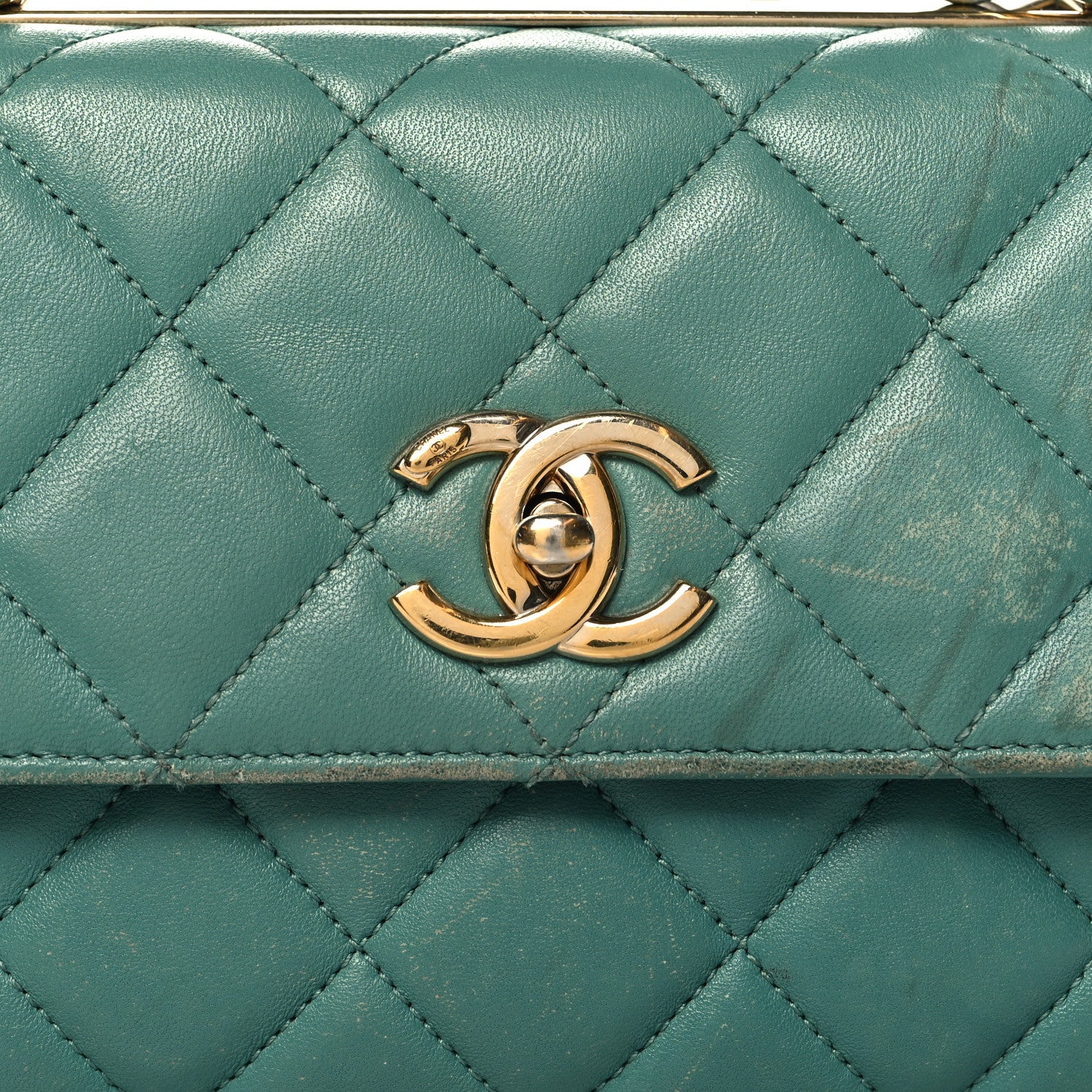 Chanel Lambskin Quilted Small Trendy CC Flap Dual Handle Bag Green 9 of 14