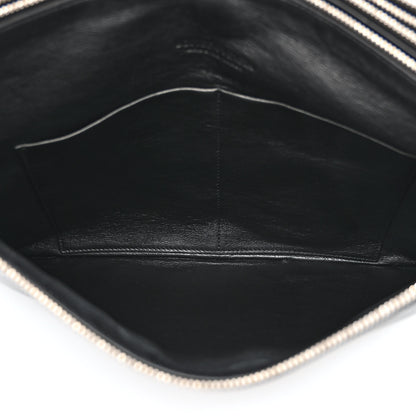 Bottega Veneta Intrecciato Embossed Triple Zip Messenger Bag Black 7 of 12