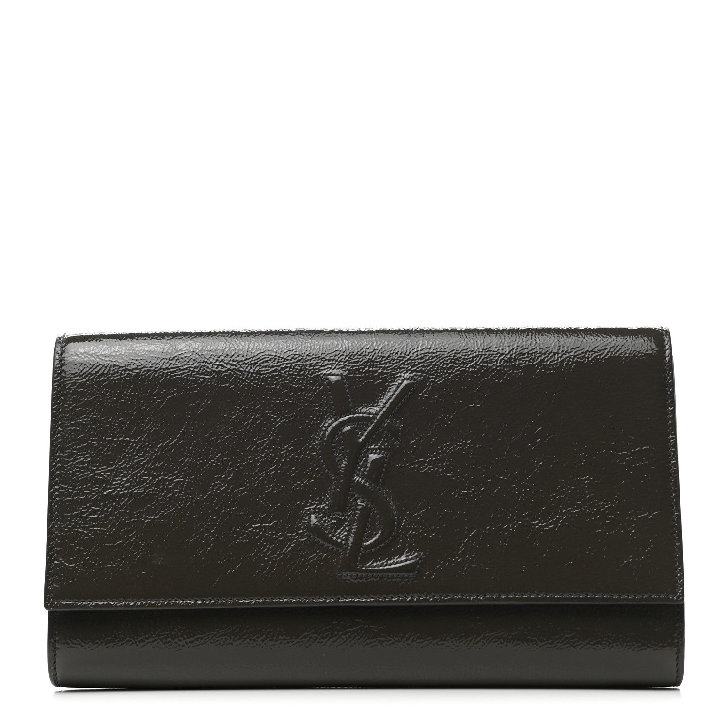 Saint Laurent Textured Patent Monogram Large Belle De Jour Clutch Grey 1 of 5