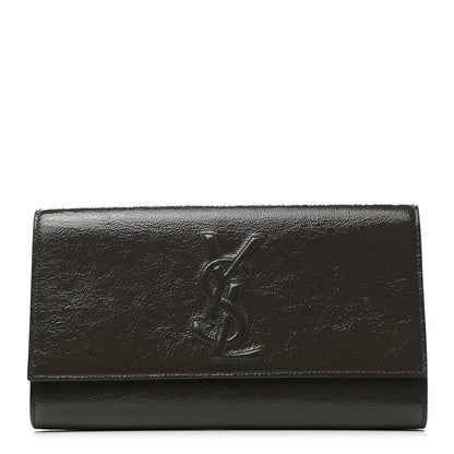 Saint Laurent Textured Patent Monogram Large Belle De Jour Clutch Grey 1 of 5