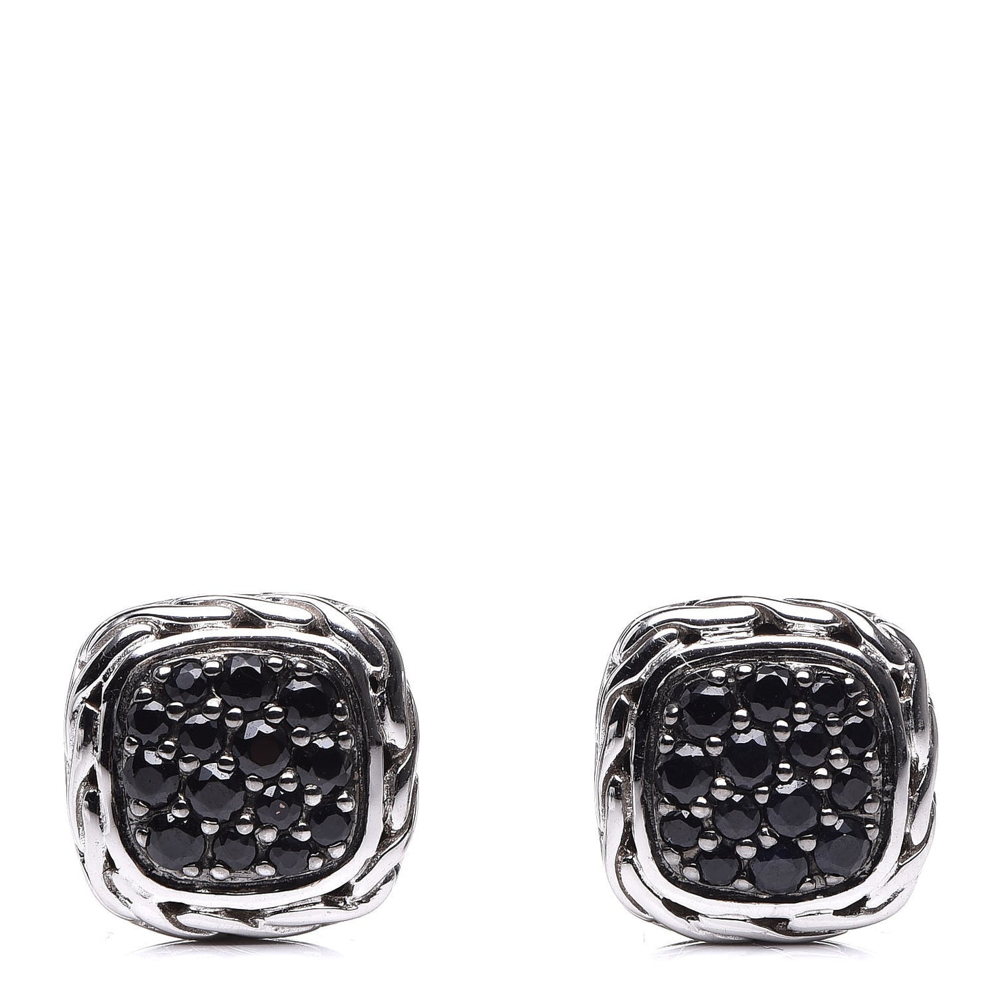 Sterling Silver Black Sapphire Classic Chain Square Earrings