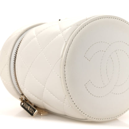 Chanel Lambskin Quilted Ruched Handle Vanity Case White 8 of 10
