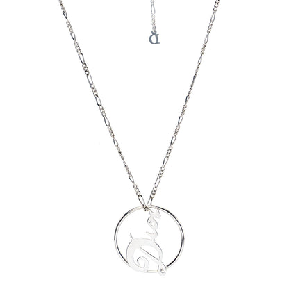 Christian Dior Metal Logo Round Necklace Silver 1 of 4