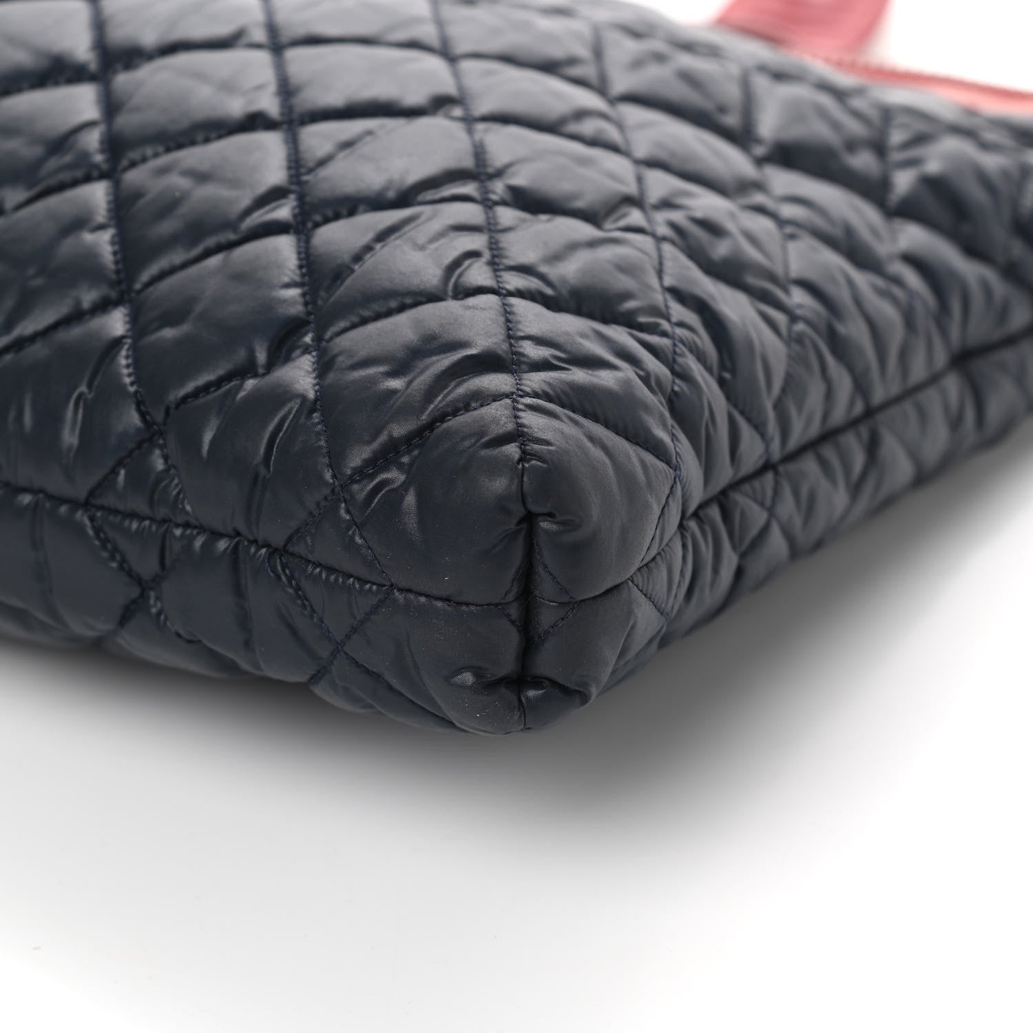 Chanel Nylon Quilted Coco Cocoon Flat Tote Navy Red 9 of 10