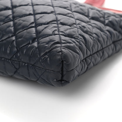 Chanel Nylon Quilted Coco Cocoon Flat Tote Navy Red 9 of 10