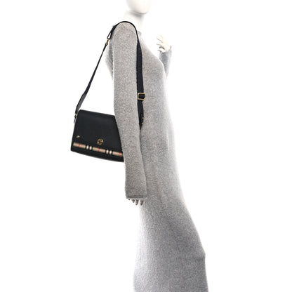 Burberry Grainy Calfskin Vintage Check Note Crossbody Bag Black 2 of 11