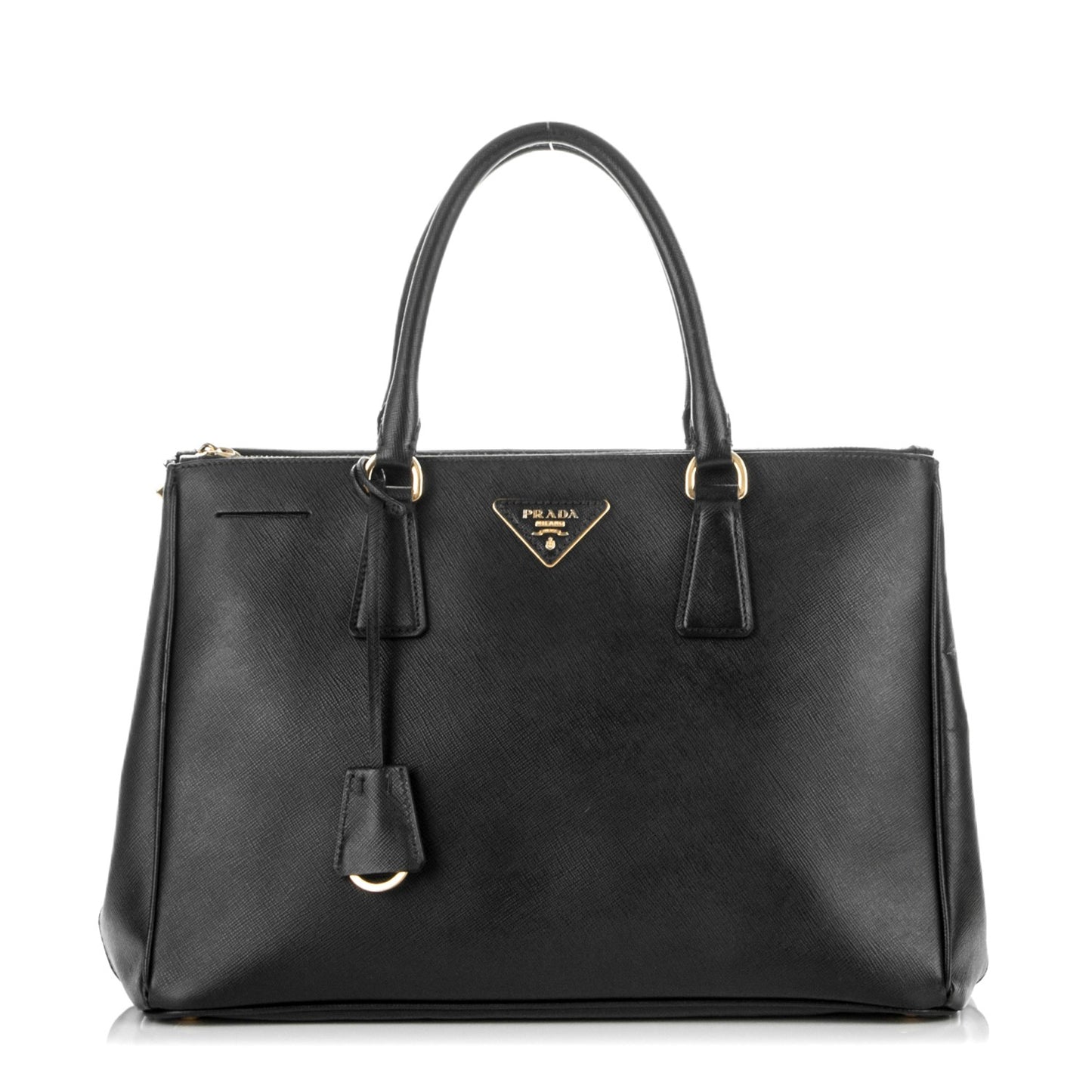 Saffiano Medium Galleria Double Zip Tote Black