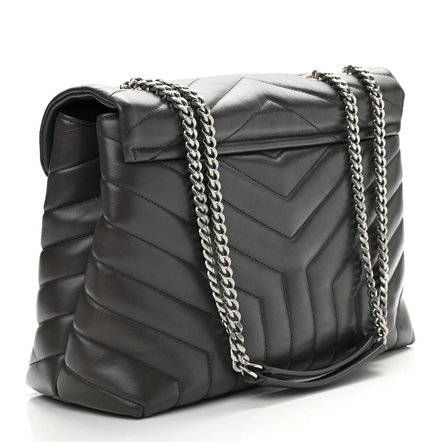 Saint Laurent Calfskin Y Quilted Monogram Medium Loulou Chain Satchel Asphalt 2 of 10