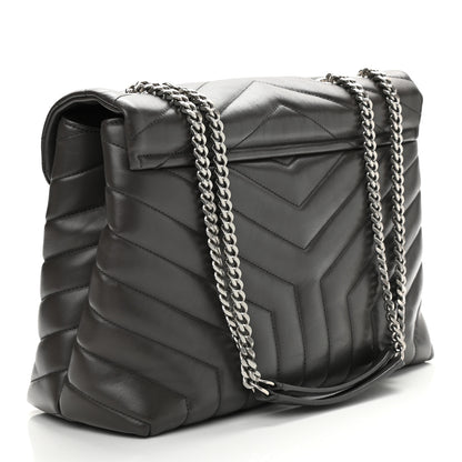 Saint Laurent Calfskin Y Quilted Monogram Medium Loulou Chain Satchel Asphalt 2 of 10