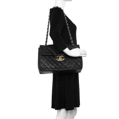 Chanel Lambskin Quilted XL Jumbo Single Flap Black 2 of 14