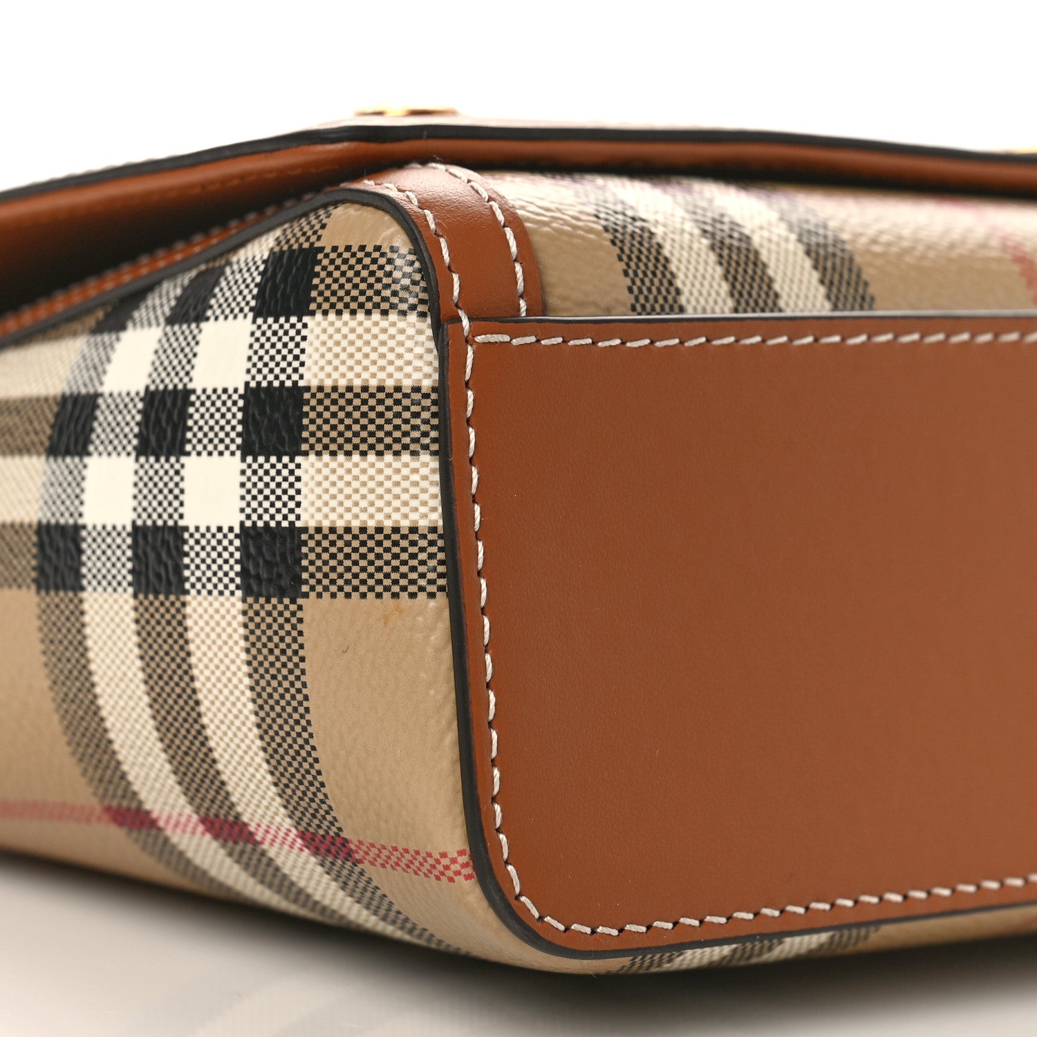 Burberry Coated Canvas Calfskin Vintage Check Medium Note Crossbody Bag Brown 7 of 8