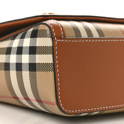 Burberry Coated Canvas Calfskin Vintage Check Medium Note Crossbody Bag Brown 7 of 8