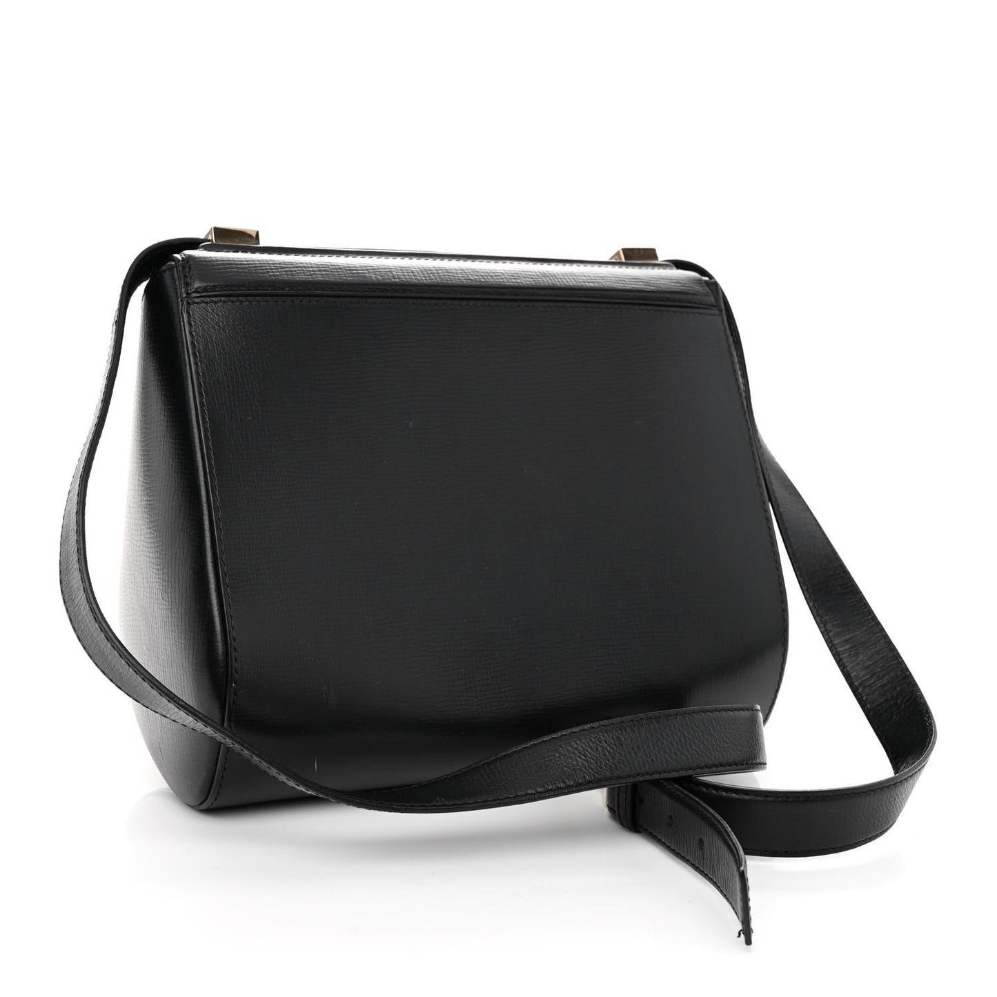 Textured Calfskin Medium Pandora Box Crossbody Bag Black