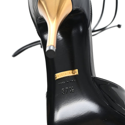 Gucci Vitello Vernice Soft Nappa Priscilla Ankle Cuff Pumps 37.5 Black 7 of 10