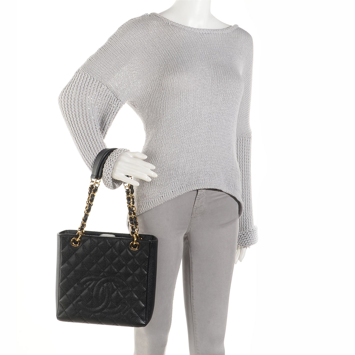 Chanel Caviar Petit Shopping Tote PST Black 2 of 7