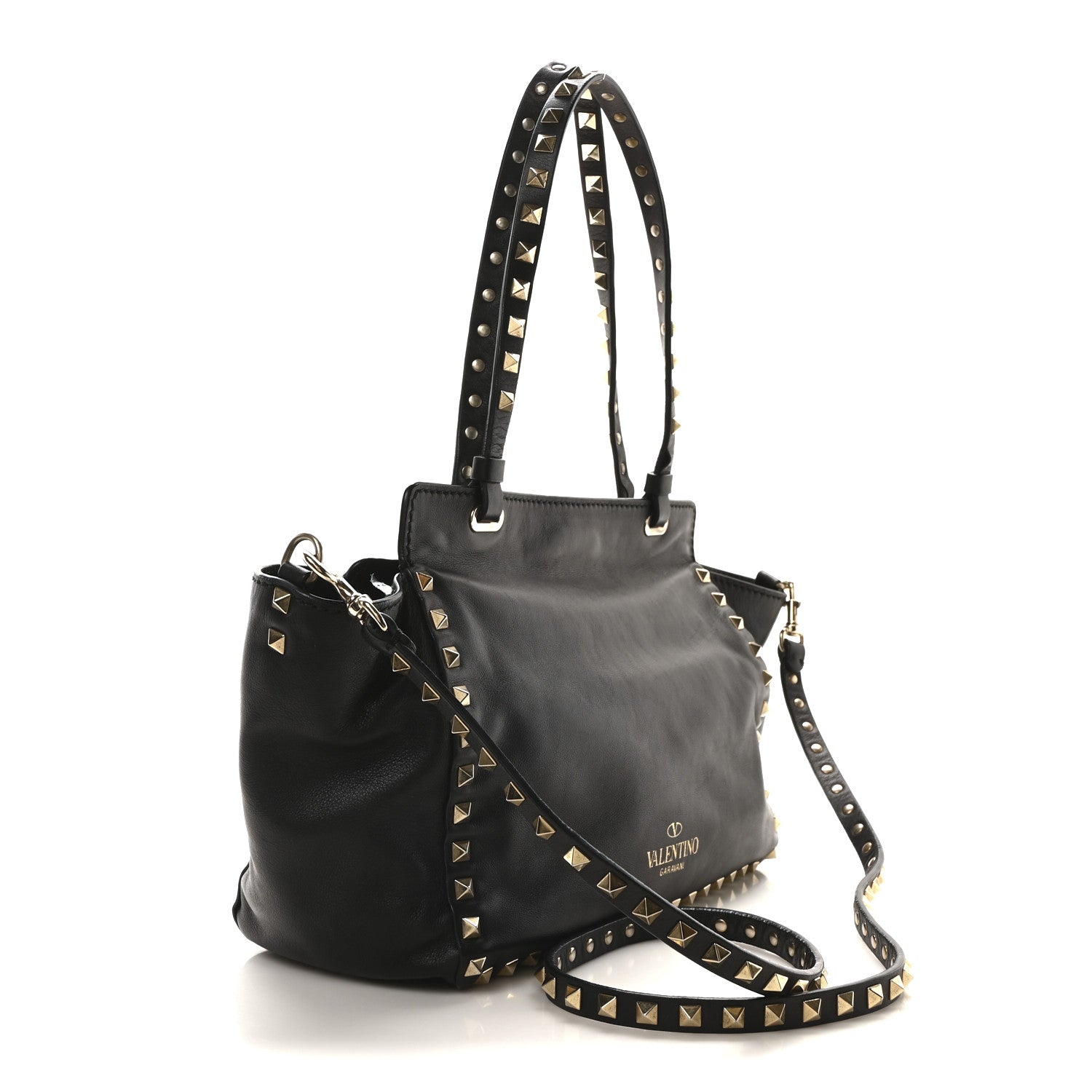 Valentino Garavani Vitello Small Rockstud Tote Black 3 of 9