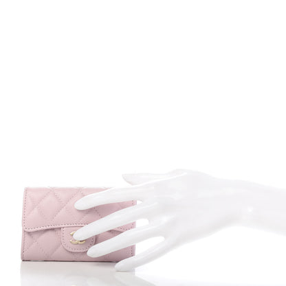 Chanel Caviar Quilted Flap Card Holder Wallet Light Pink 2 of 9
