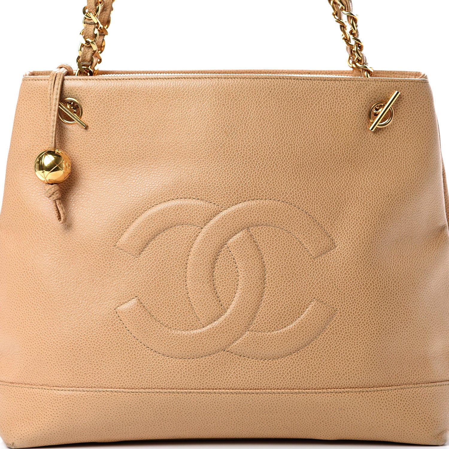 Chanel Caviar CC Shoulder Bag Beige 9 of 21