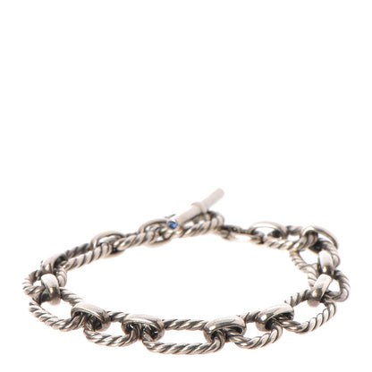 David Yurman Sterling Silver Blue Sapphire 9.5mm Cushion Link Bracelet 3 of 5