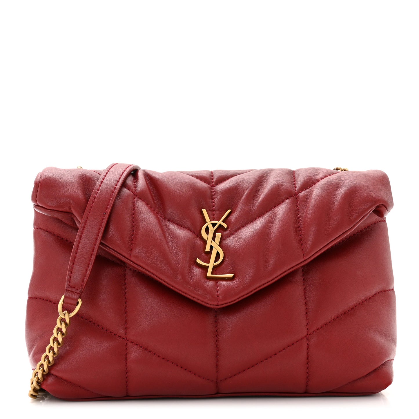 Lambskin Quilted Toy Loulou Puffer Monogram Chain Satchel Red