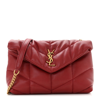 Saint Laurent Lambskin Quilted Toy Loulou Puffer Monogram Chain Satchel Red 1 of 10