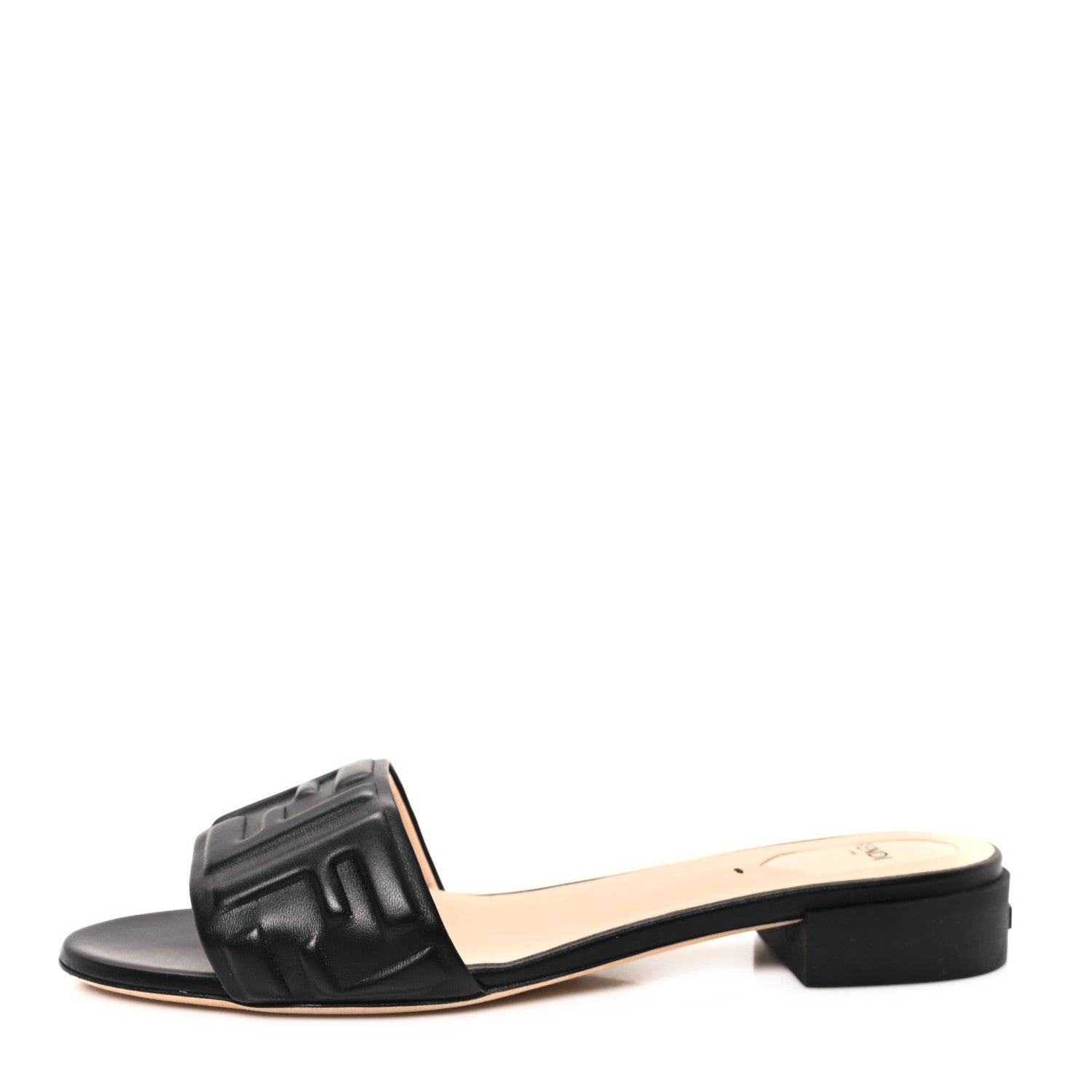 Fendi Nappa FF Embossed Flat Slide Sandals 40 Black 1 of 9