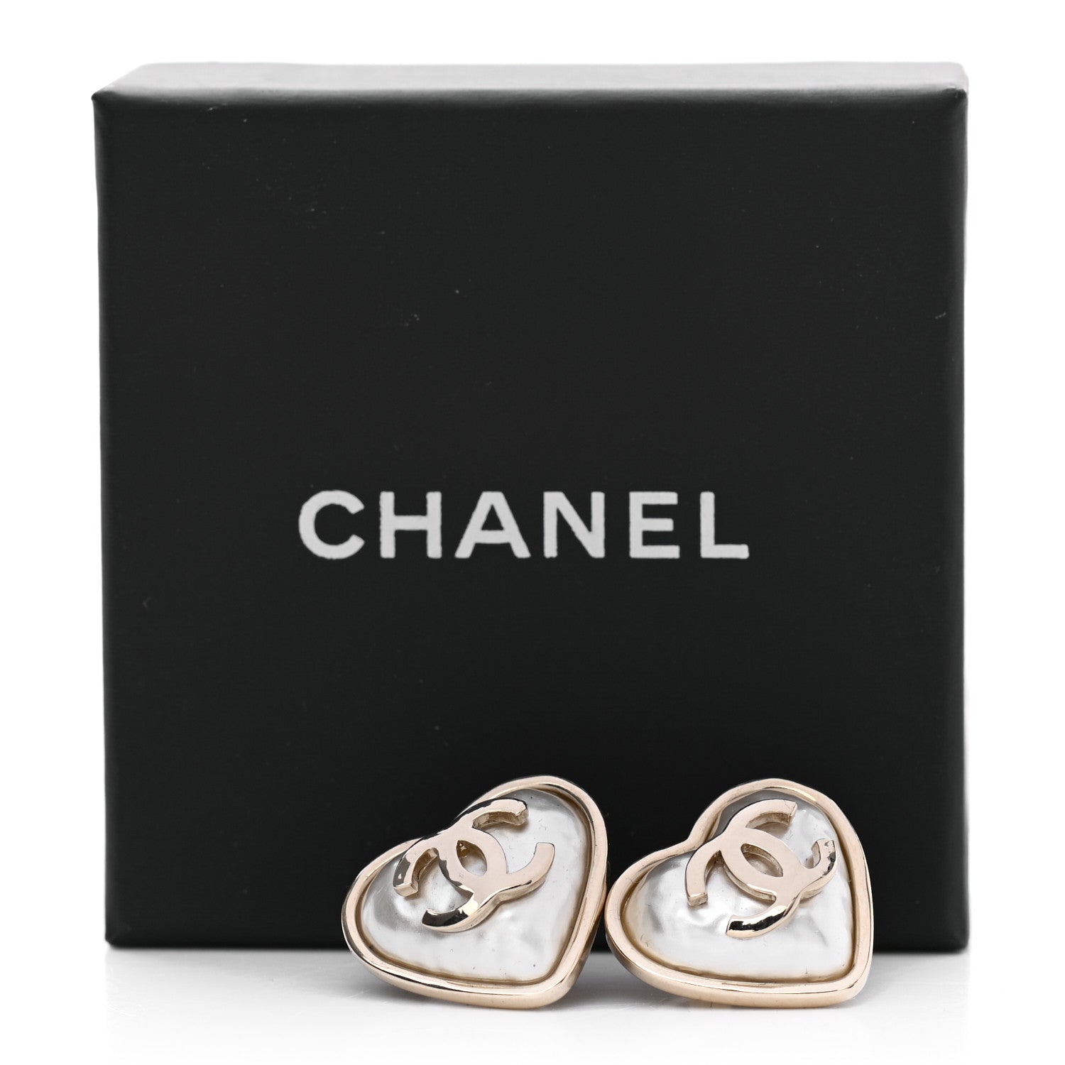 Chanel Pearl CC Heart Earrings Gold 5 of 5