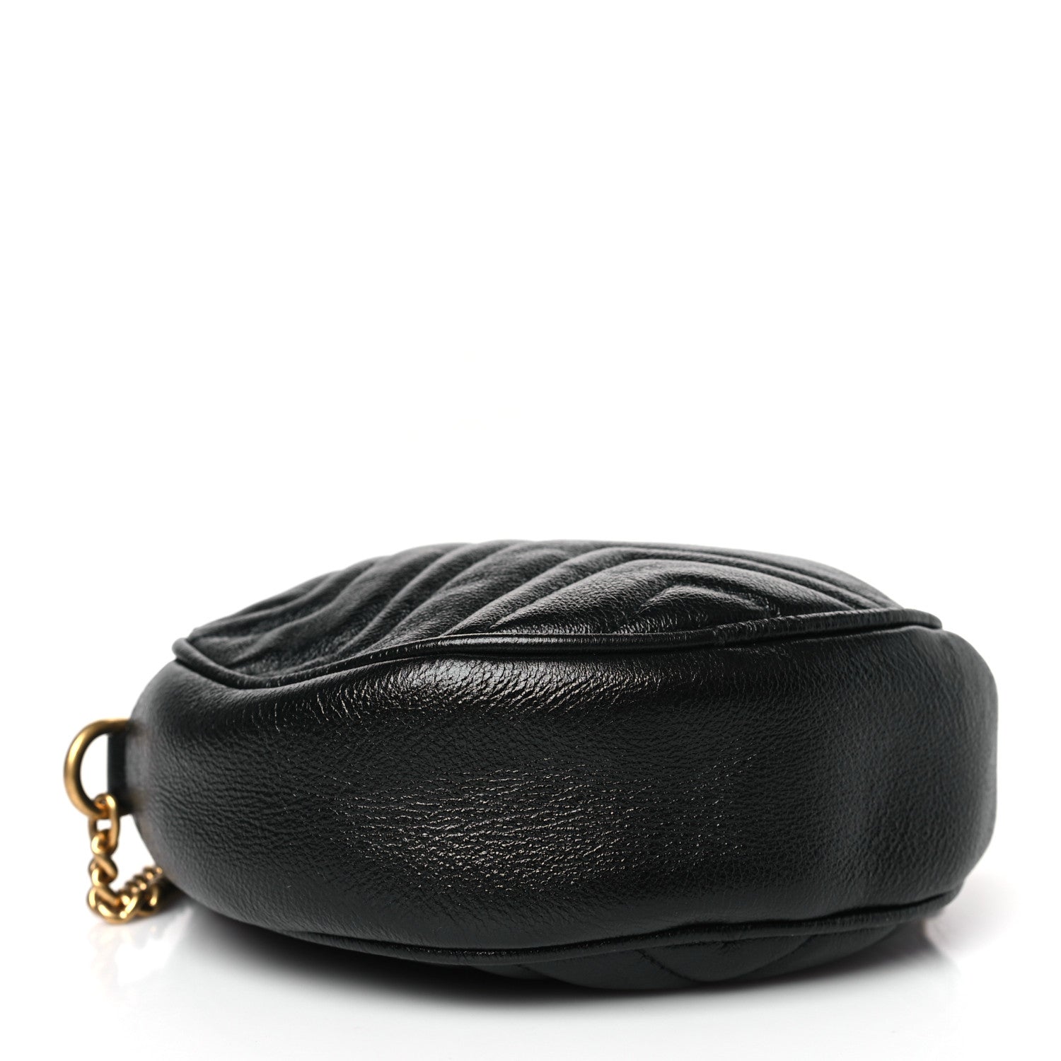Gucci Azalea Calfskin Matelasse Heart Mini GG Marmont Round Shoulder Bag Black 4 of 9