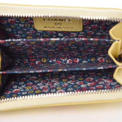 Chanel Goatskin CC Clover Zip Coin Purse Yellow 5 of 8