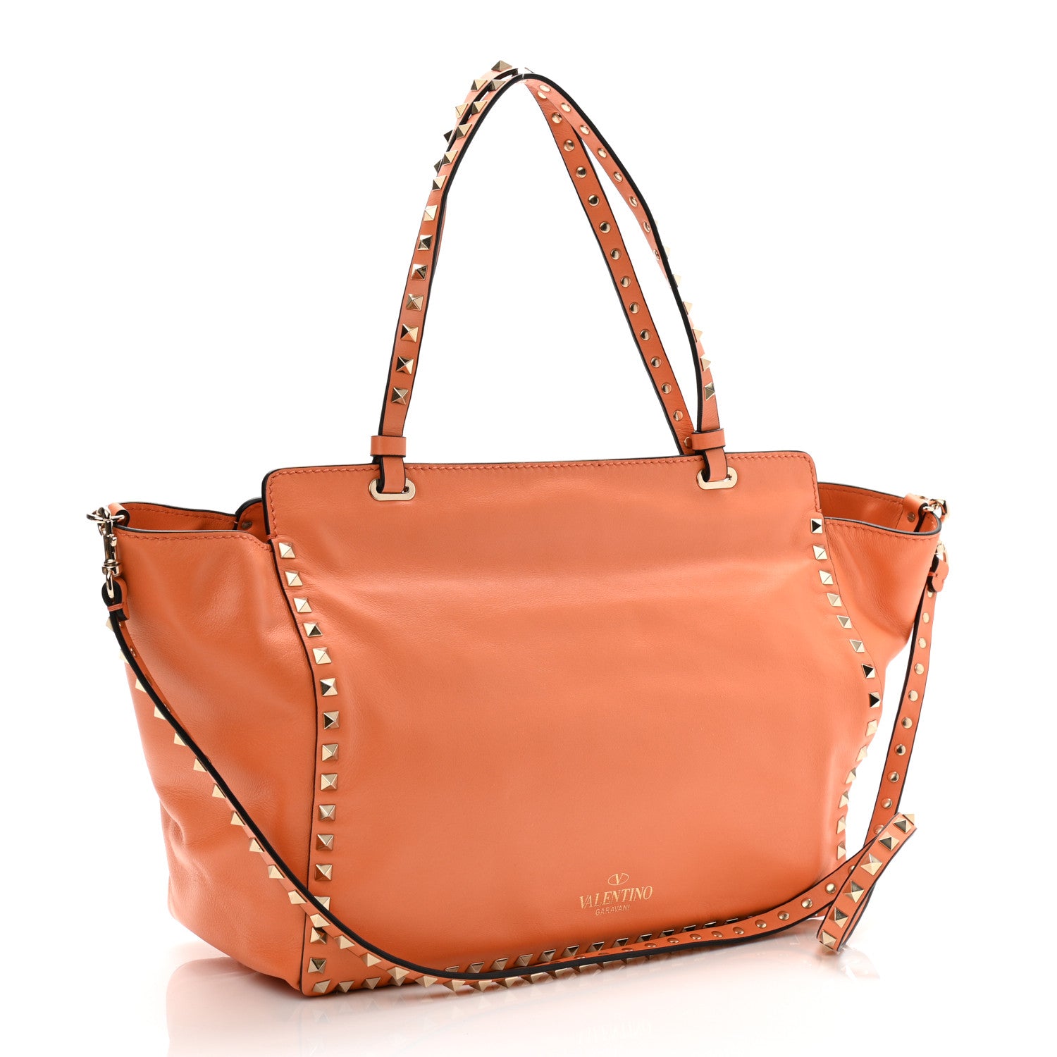 Valentino Garavani Vitello Medium Rockstud Tote Melon Sorbet 3 of 18