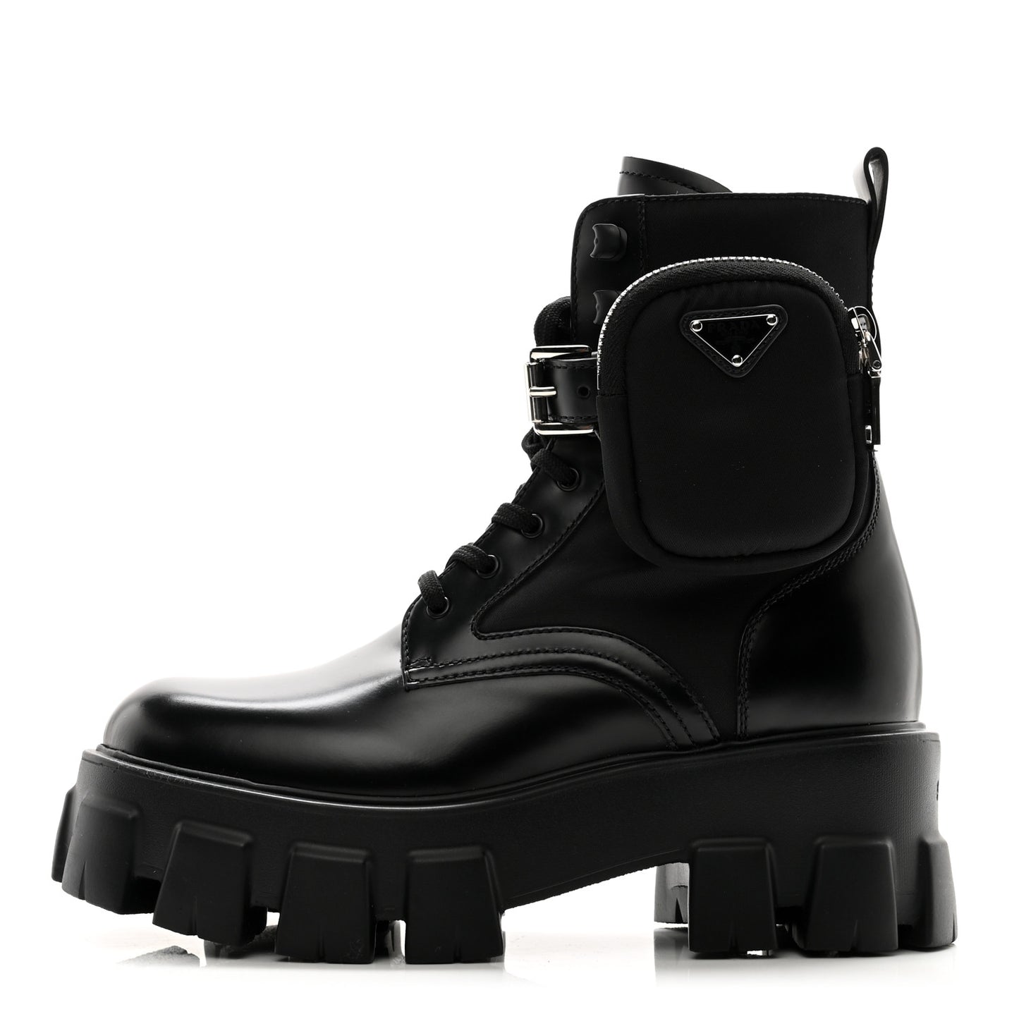 Spazzolato Rois Re-Nylon Metal Triangle Logo Monolith Pouch Pocket 55mm Boots 37 Black