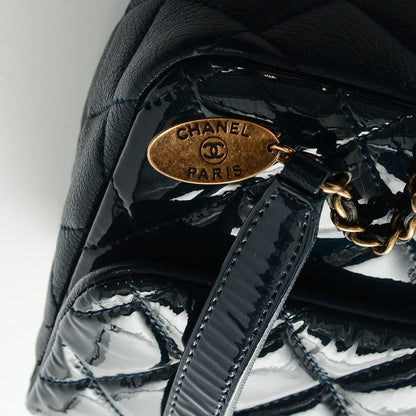 Chanel Patent Goatskin Quilted Medium CC Eyelet Flap Blue 10 of 10