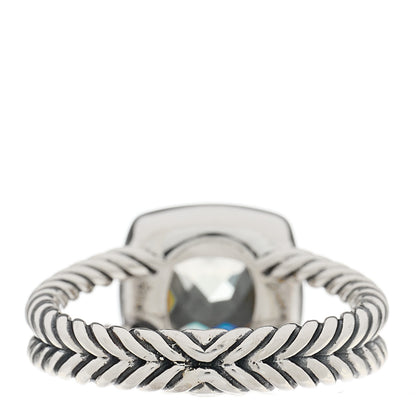 David Yurman Sterling Silver Diamond Prasiolite 7mm Petite Albion Ring 54 7 3 of 4