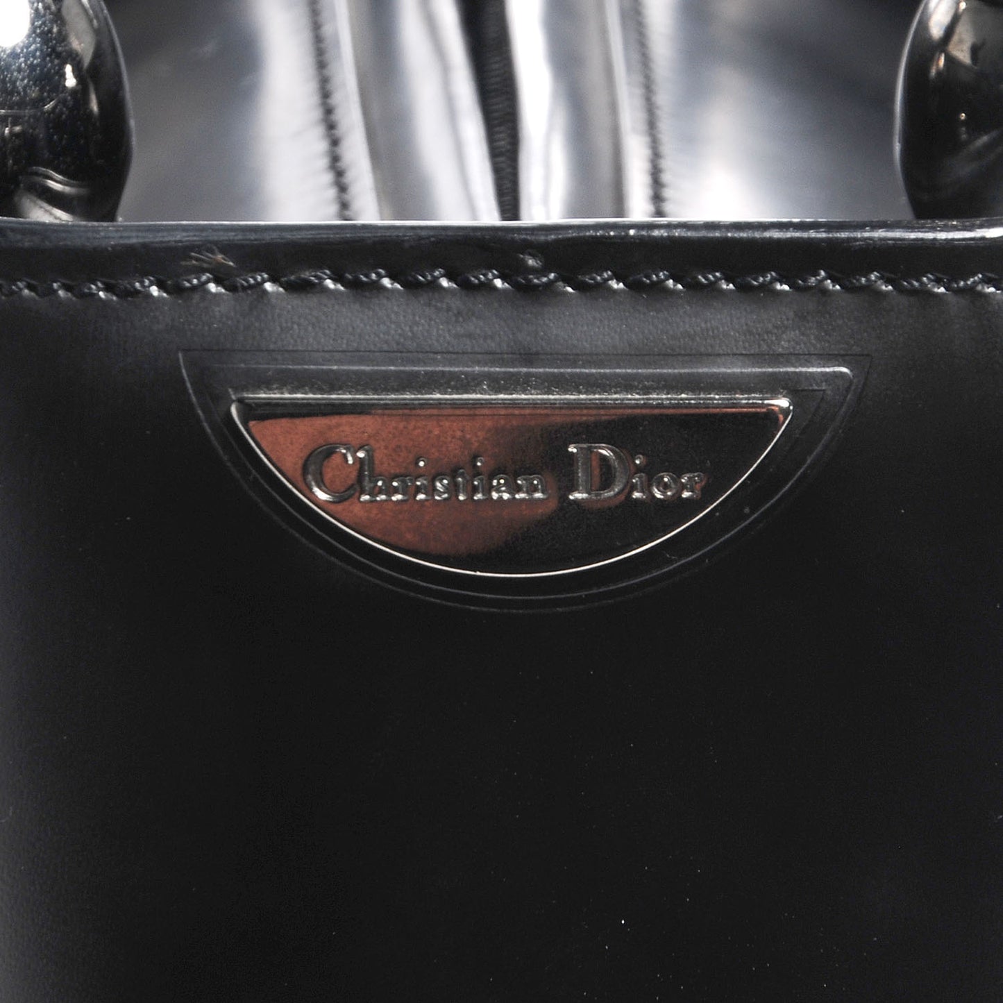 Patent Chrome Beaded Malice Tote Black