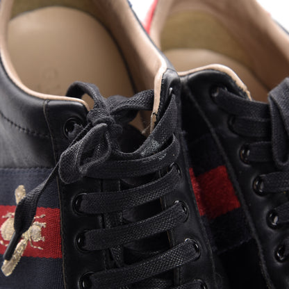 Gucci Calfskin Ayers Web Bee Embroidered Ace Sneakers 38 Black 14 of 19