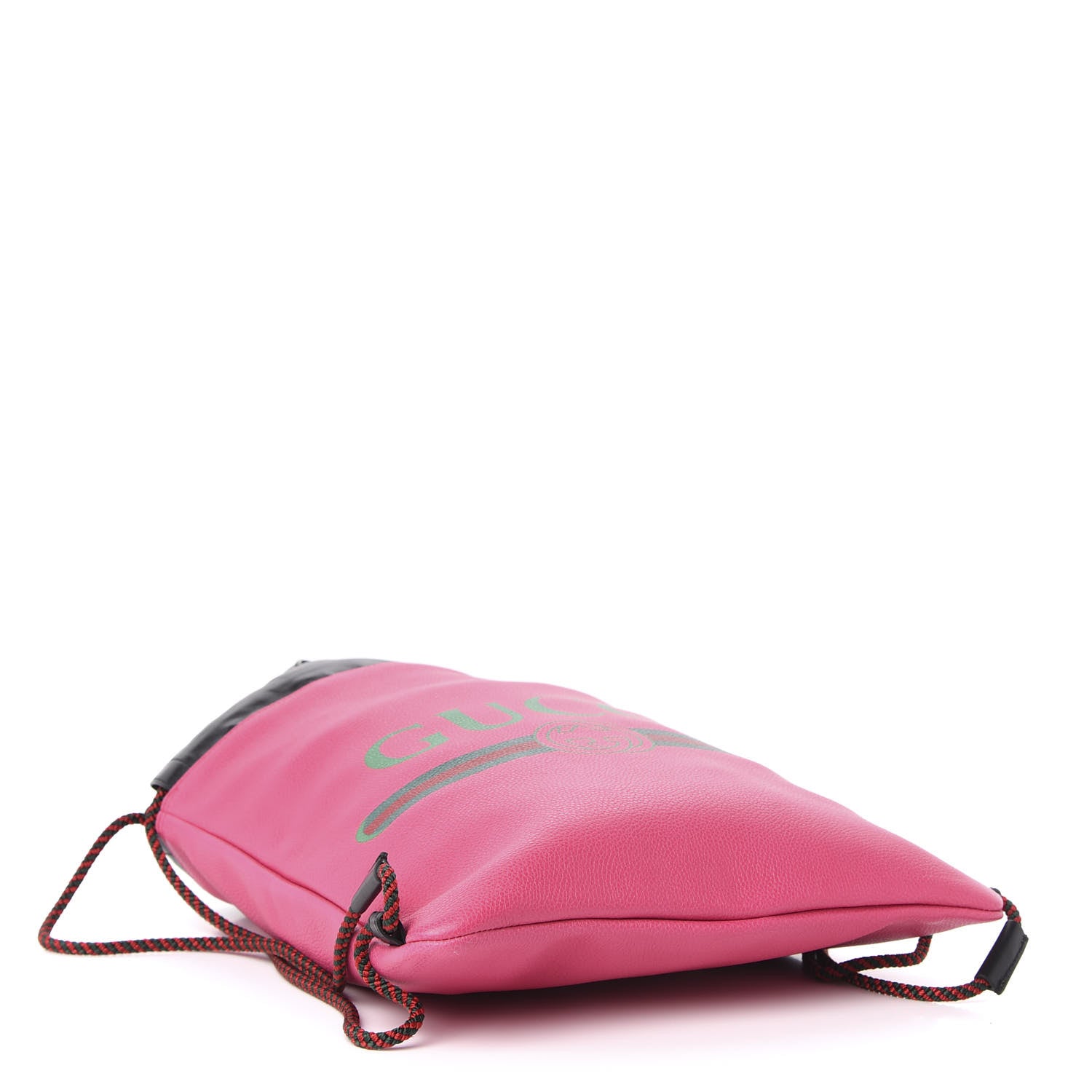 Gucci Grained Calfskin Logo Drawstring Backpack Box Pink Green Black 4 of 12