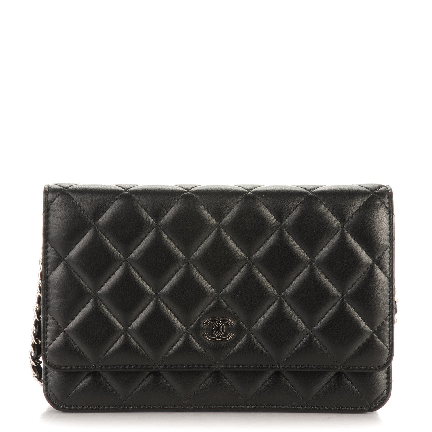 Chanel Lambskin Quilted Wallet On Chain WOC Black 1 of 8