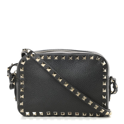 Valentino Garavani Pebbled Calfskin Rockstud Camera Crossbody Bag Black 1 of 9